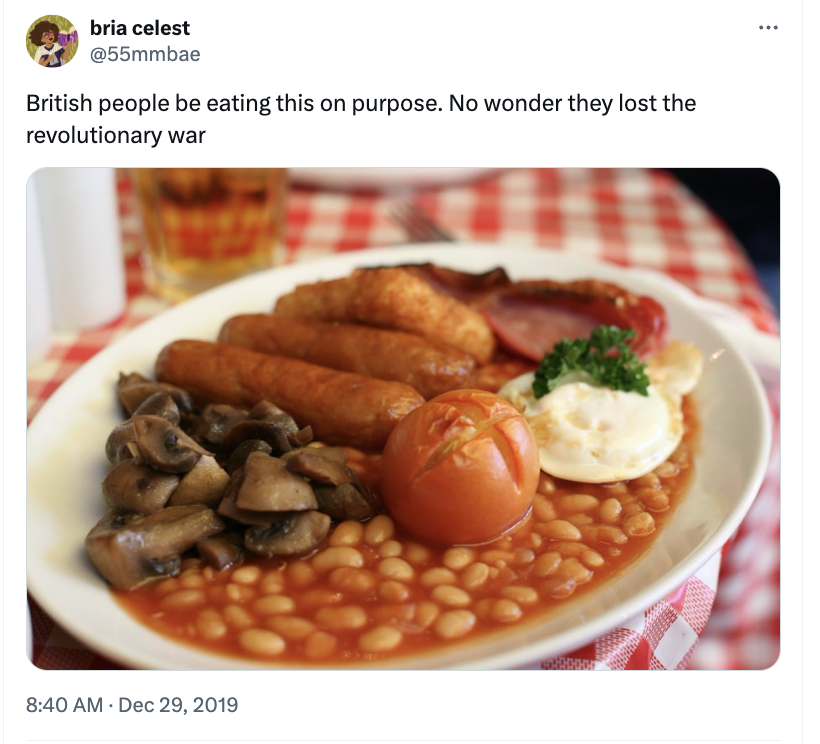 british breakfast - bria celest British people be eating this on purpose. No wonder they lost the revolutionary war
